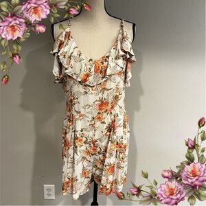 Floral cold shoulder romper